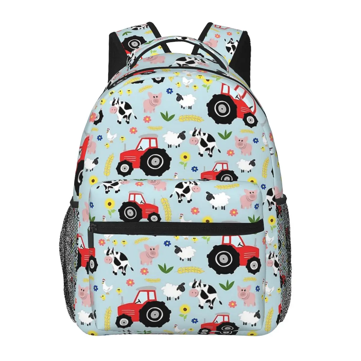 Cute Kids Red Tractor Farm Animal Pattern Cartoon Backpacks Boys Girls Bookbag Children School Bags Laptop Rucksack Shoulder Bag