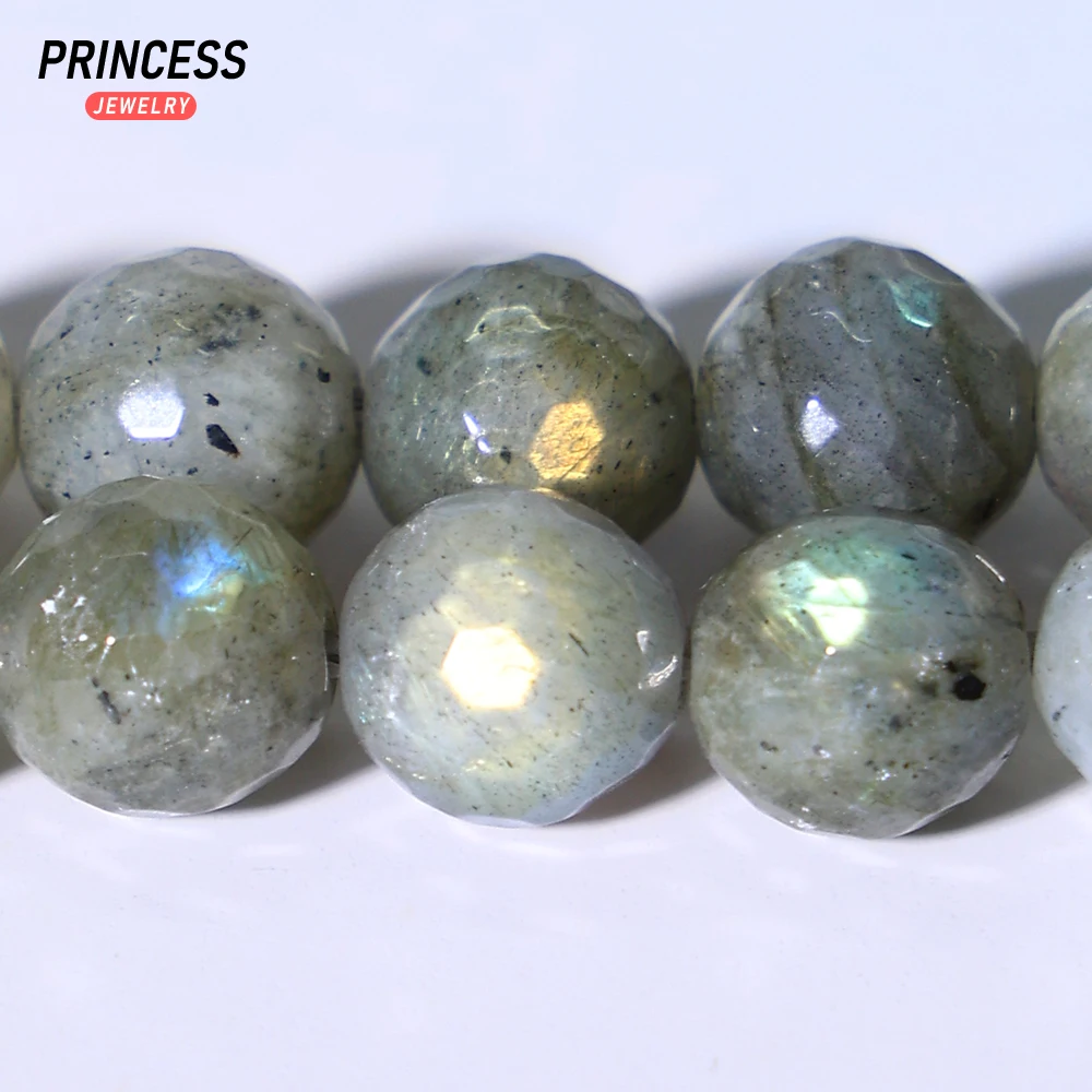 Manik-manik batu Labradorite Madagaskar faset alami pesona untuk membuat perhiasan gelang kalung Aksesori DIY 4 6 8 10 12mm