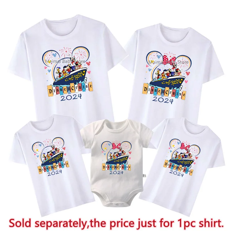 2024 Disney Cruise Shirts Funny Mickey Minnie Family Matching Tshirts Look Dad Mom Kids Tees First Disney Cruise Trip Outfits