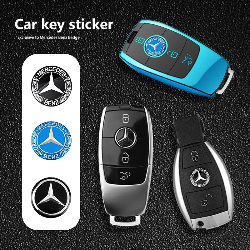 Car Emblem Badge Sticker Car Control Key Logo Decoration For Mercedes Benz AMG W204 W203 W205 W206 W108 W211 W212 W220 W201 W210