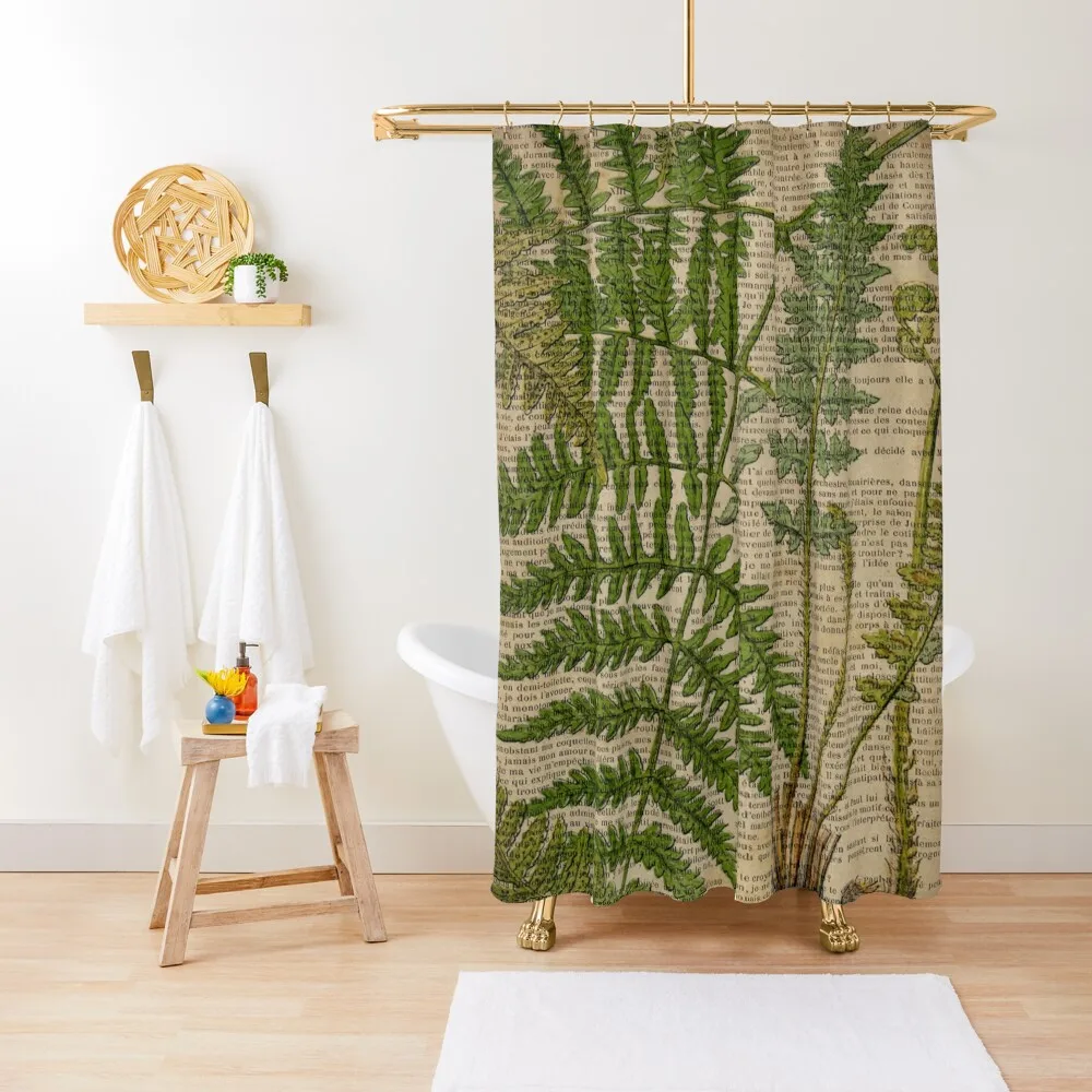 

vintage foliage hipster botanical print fern leaves Shower Curtain Waterproof Shower Bathroom Showers Cute Shower Curtain