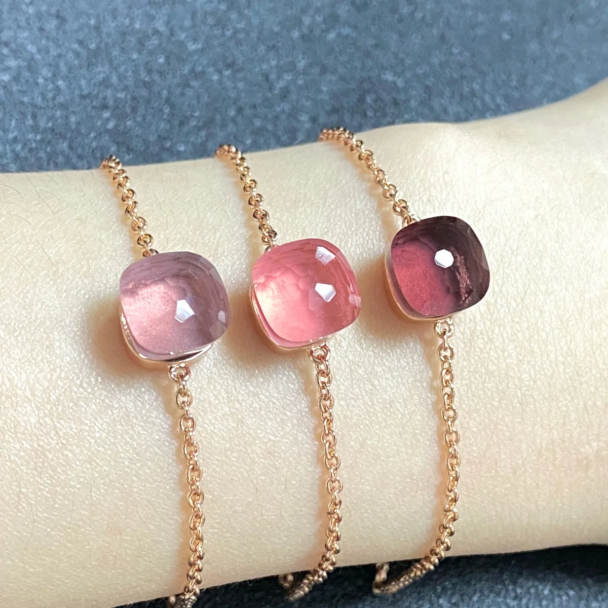 

10.6mm Classic Crystal Bracelet Adjustable Rose Gold Plated Amethyst Pink Crystal Charm Bracelet For Women Jewelry Gift