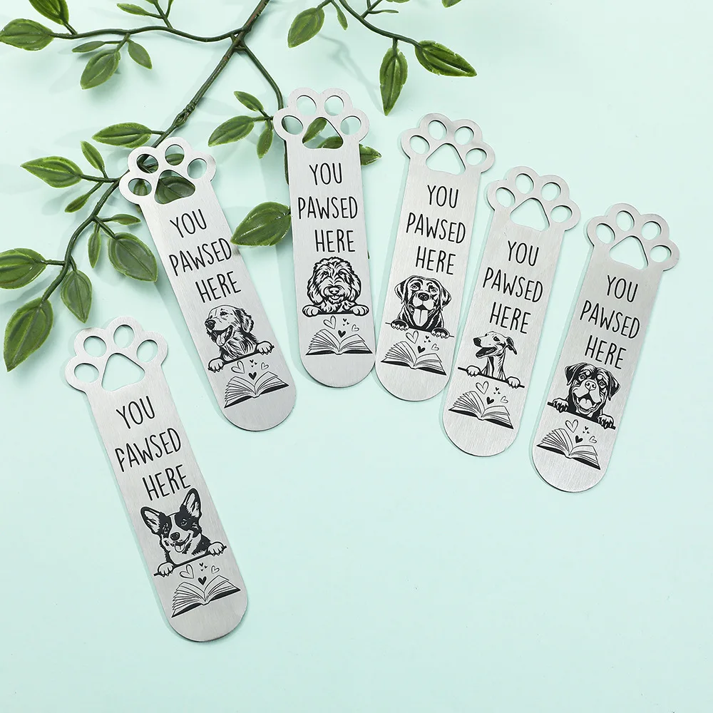 

Cute Dog Bookmarks Creative Metal Bookmark Funny Footprint Book Page Marker Kawaii Stationery Durable Reading Accessories