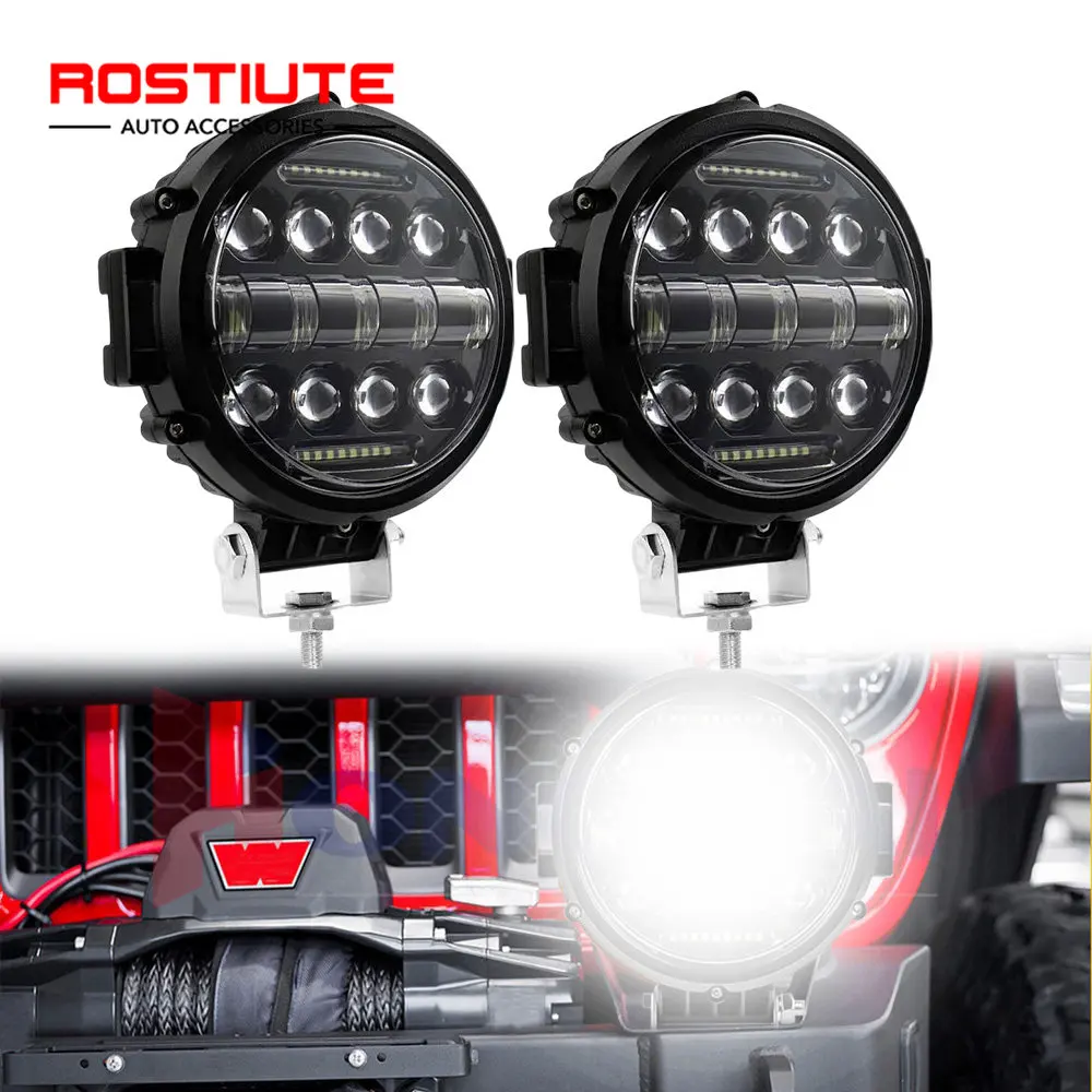 

2/1PCS 7 Inch LED Work Light Driving Fog Lights 12-24V Headlights High Low Beam Spotlights 4X4 Led Bar for Offroad Truck ATV