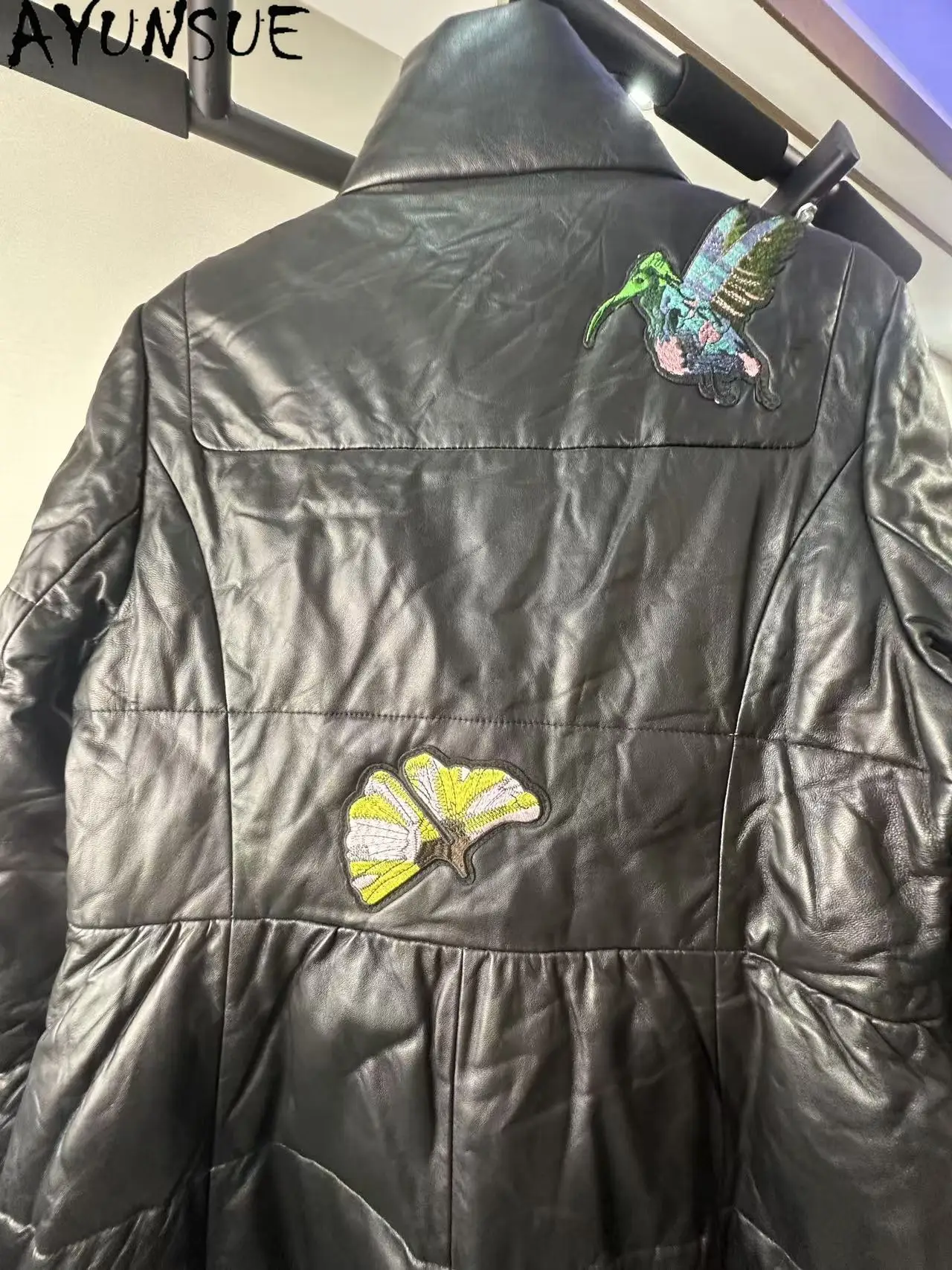 AYUNSUE جلد الغنم الطبيعي أسفل سترة النساء الملابس الشتوية معطف فريد تعزيز عيوب طفيفة غير استرداد غير تبادل #4