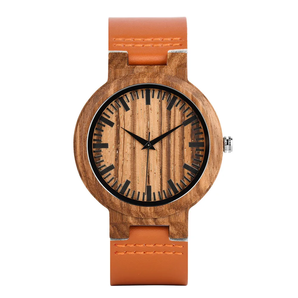 European Style Fashion Wooden Watch for Men with Round Pin Buckle and Minimalist Aesthetic