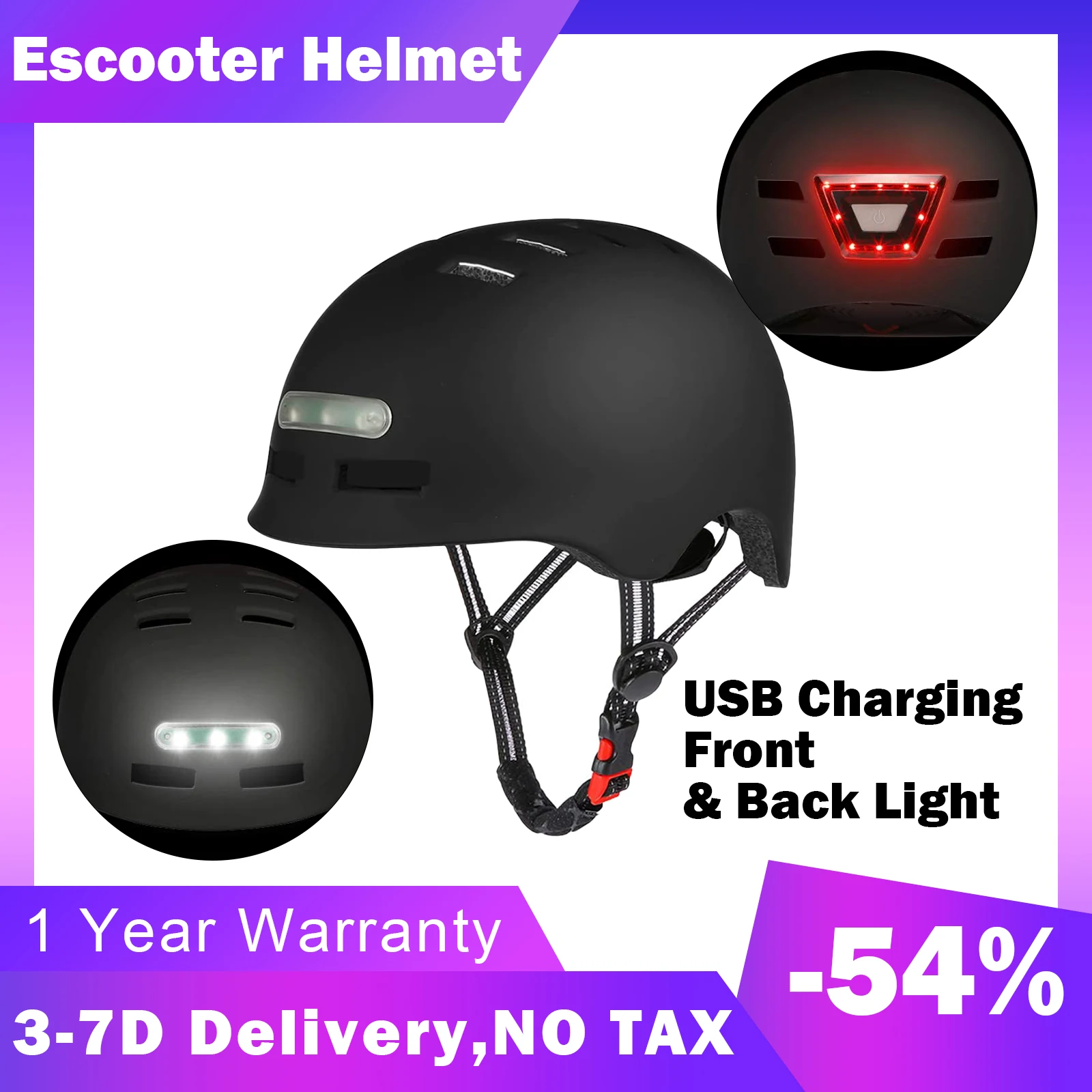 Electric Scooter Helmet Warning Light Motorcycles Bike Mountain Road Electric Bicycle Cycling Helmet for Adults