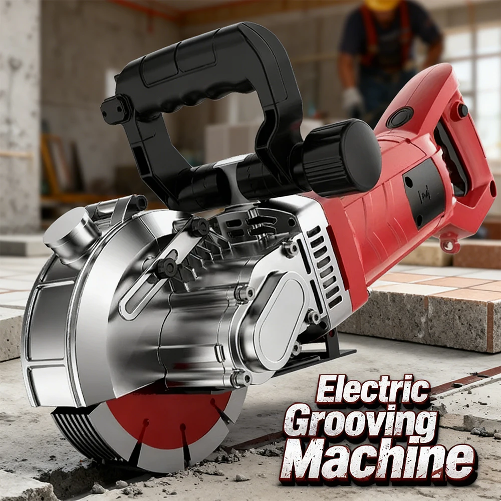 TUNGFULL 5800W Electric Wall Grooving Machine Automatic Brick Groove Cutter for Steel Concrete Tile Wall Groover