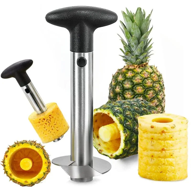 Ananasschneider, Ananasschneider aus Edelstahl, Ananassaxtraktor, Schäler, Kerntrenner, spiralförmiger rotierender Ananasschäler