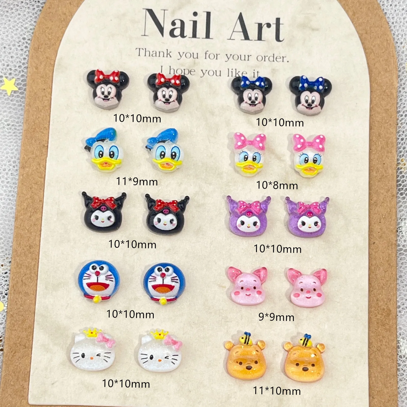 20pcs disney mickey cartoon figure nail charms for diy nail making kawaii cute resin nail art decoreation