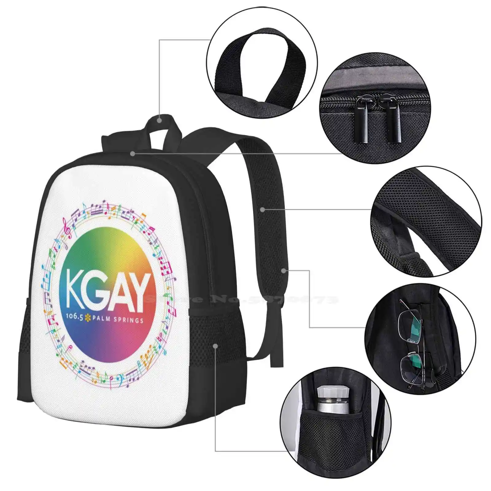 Kgay 106.5 Palm Springs note musicali abbigliamento modello Design Laptop borse da viaggio per la scuola