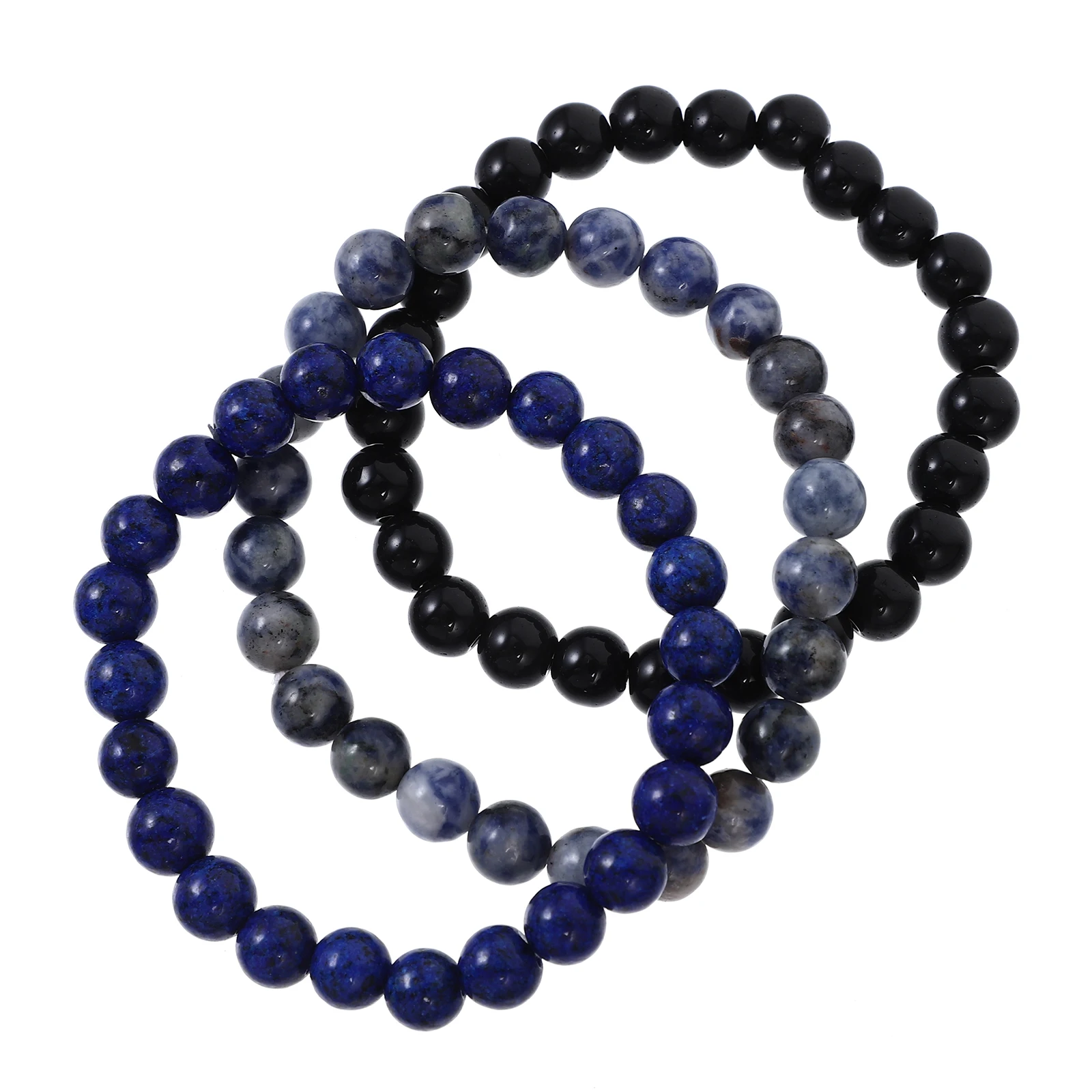 

3pcs Beaded Bracelets Round Stretch Wristbands Unisex Durable Wear-Resistant Natural Crafted Daily Fashion