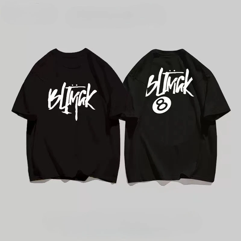 

Мотоциклетная черная восемь шаров, креативная простая и универсальная футболка, модный свободный повседневный удобный топ для мужчин и женщин для пар