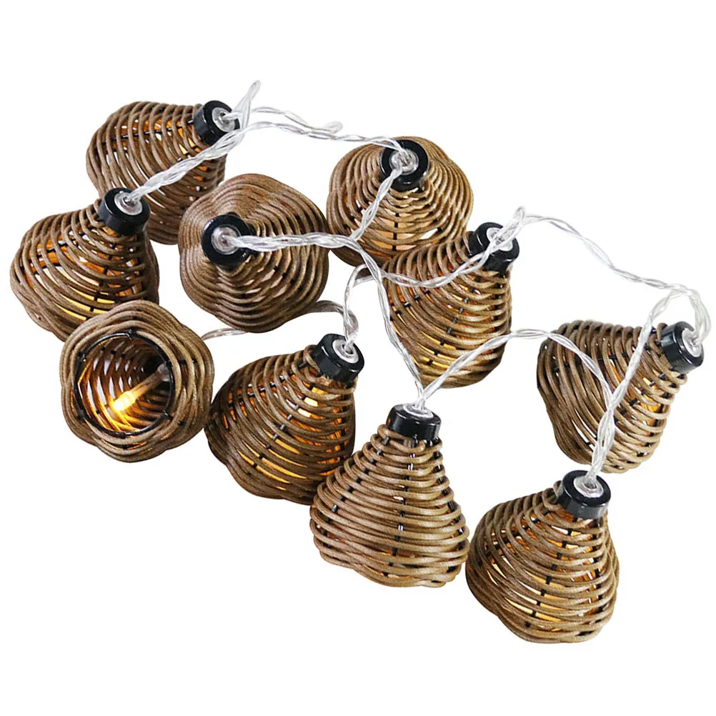 

2.2m 10LED Imitation Rattan Ball String Lights Decorative Warm White Fairy Lights for Bedroom Patio Garden Wedding Party Outdoor