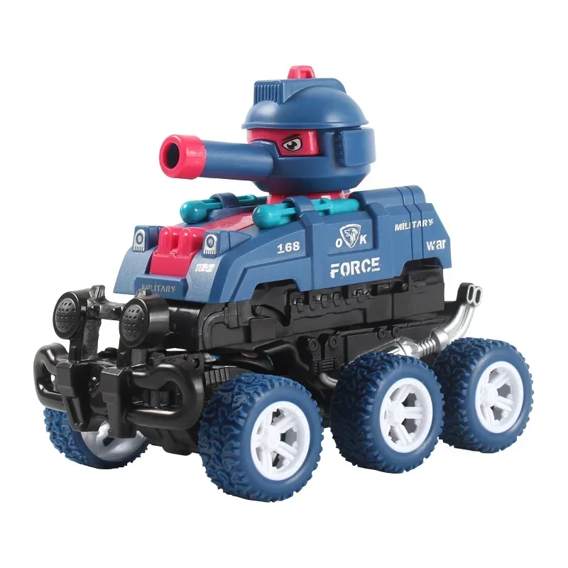 Collision tank vehicle with two forms of deformation, six wheeled inertial tank off-road vehicle toy