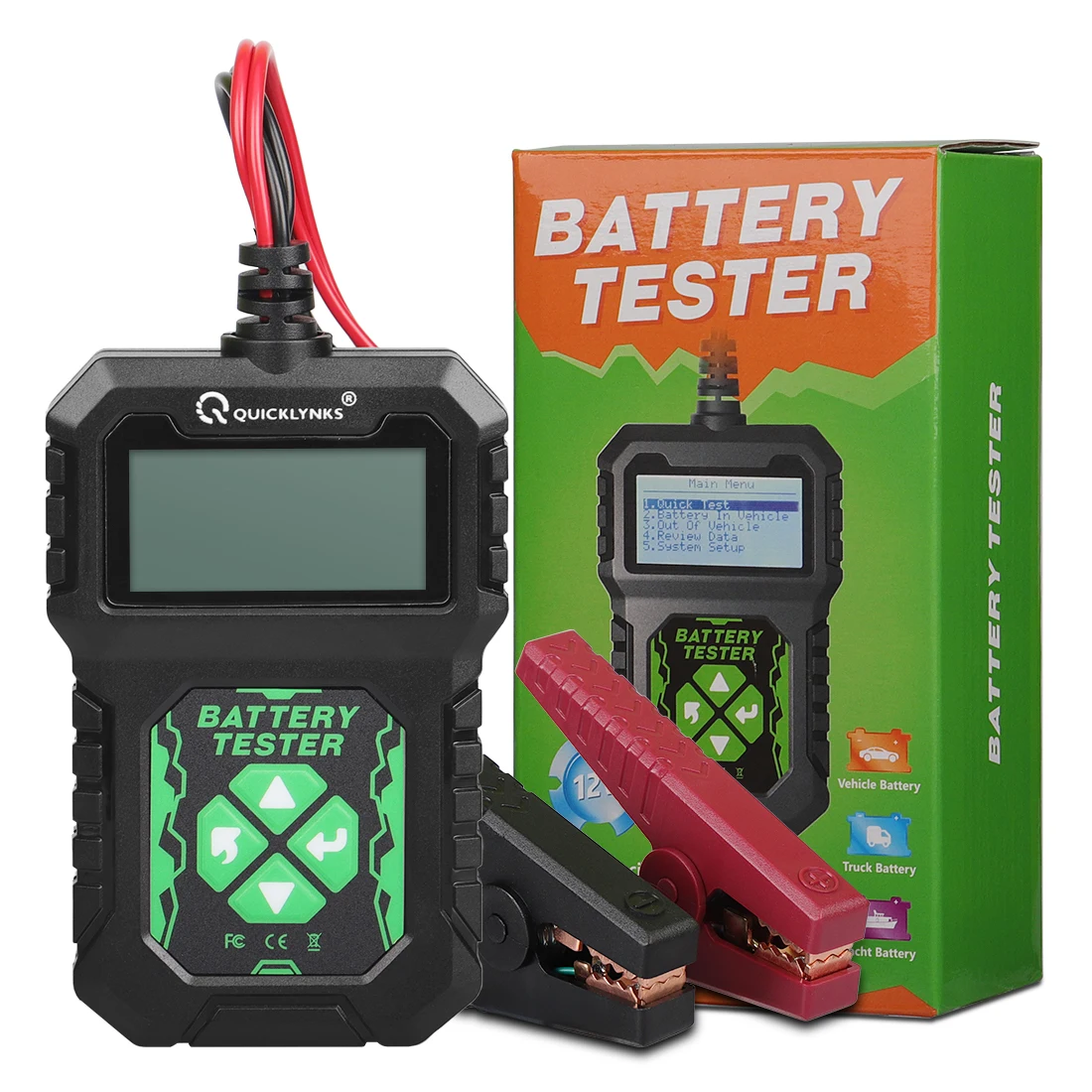 QUICKLYNKS BA107 12V Car Battery Tester Cranking&Charging Test Auto Battery Analyzer Vehicle Battery Test Tool PK KW208 BM550