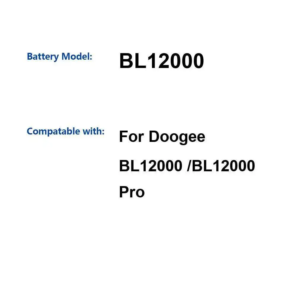 

Надежная мощность 12000 мАч для аккумулятора мобильного телефона Doogee BL12000 Pro