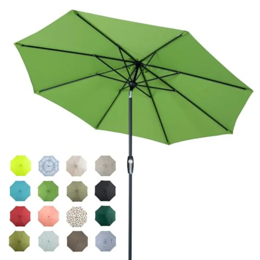 

Tempera Patio Market Outdoor Table Umbrella with Auto Tilt and Crank, Large Sun Umbrella with Sturdy Pole and Fade Resistant Ca