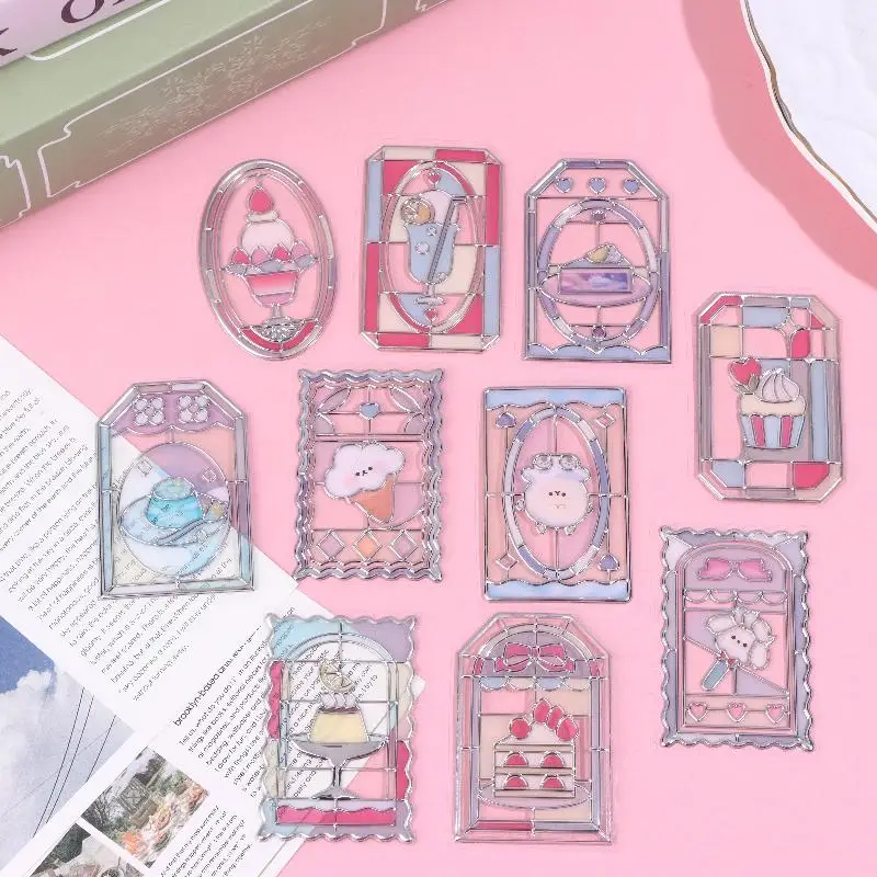 3D الإغاثة اليابانية Kawaii الزجاج الملون ويندوز سلسلة DIY ملصقات جمالية لطيف للإشارات المرجعية سكرابوكينغ