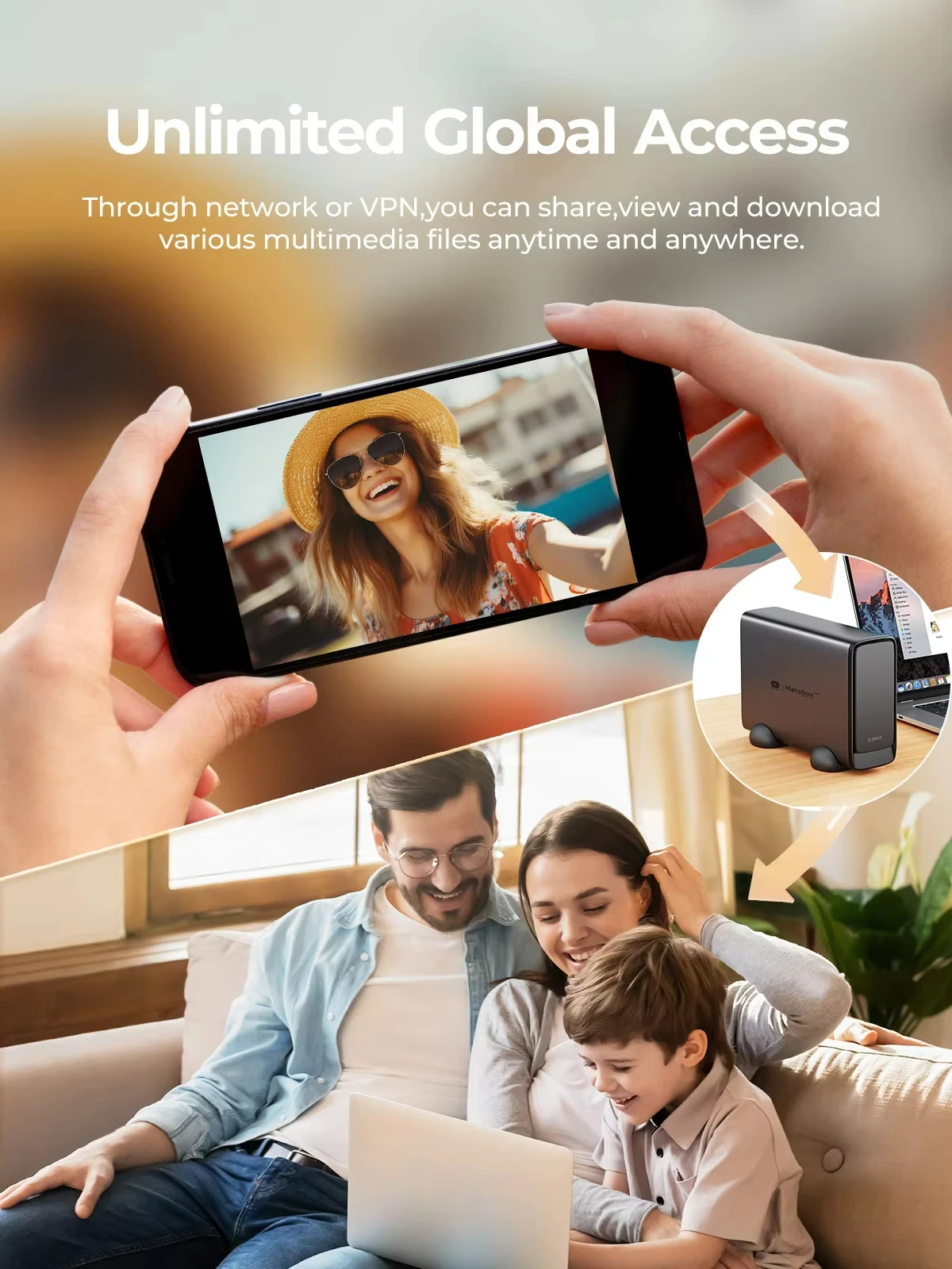 ORICO Cloud personale NAS Storage SDVN 3,5" Dati Securit Rete attaccata con ventola di raffreddamento automatica Accesso remoto MetaBox