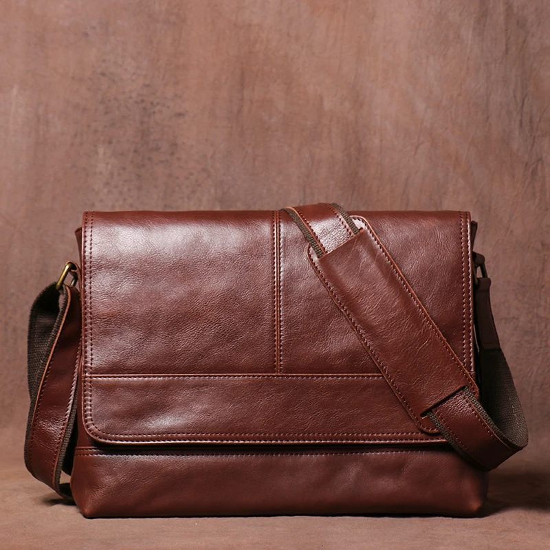 Men's Genuine Leather Shoulder Bag Vintage Casual A4 Cowhide Bag First Layer Cowhide Messenger Bag Handmade Satchel Bag