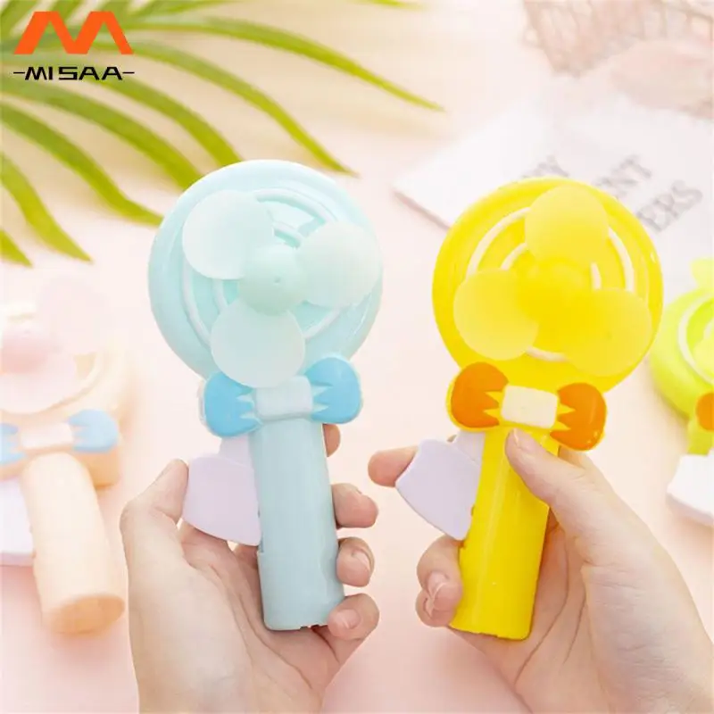 Portable Handheld Fan Random Color Portable Mini For Children Cute Fan Without Battery Summer Cartoon Held Fan Hand Press