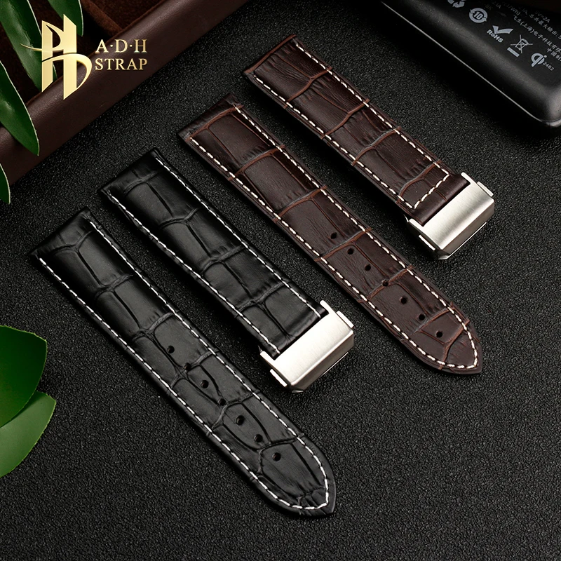 Ostrich skin Calf Leather Strap For Hamilton Khaki Aviation Field Navy Jazzmaster Watch Band 20 22mm Folding Buckle Waterproof