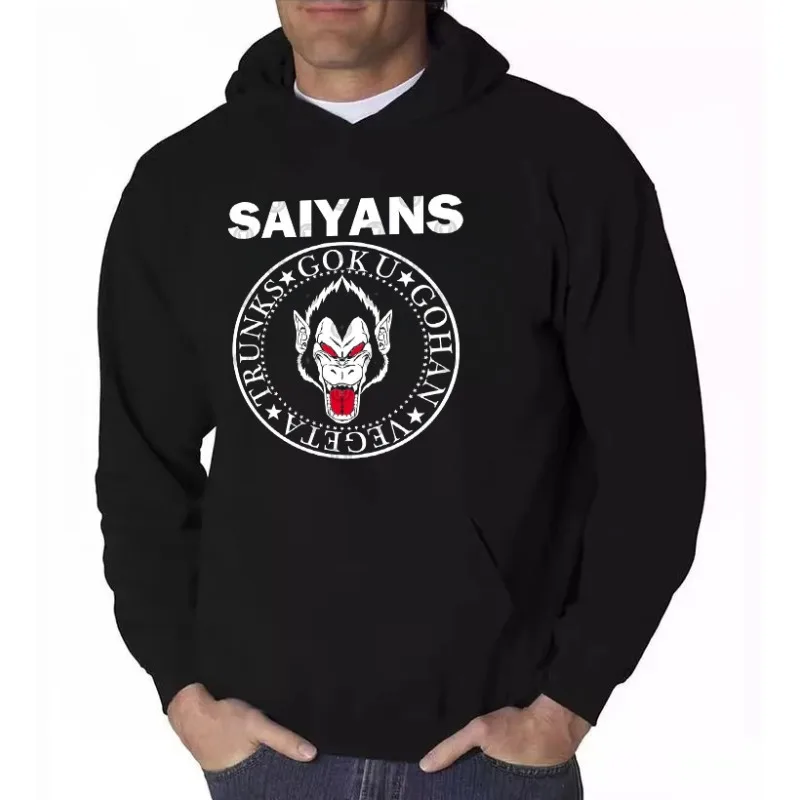 سويت شيرت بغطاء للرأس مطبوع عليه Dragon Ball Saiyan Great Ape وأسماء الشخصيات مع غطاء رأس للمعجبين والارتداء اليومي
