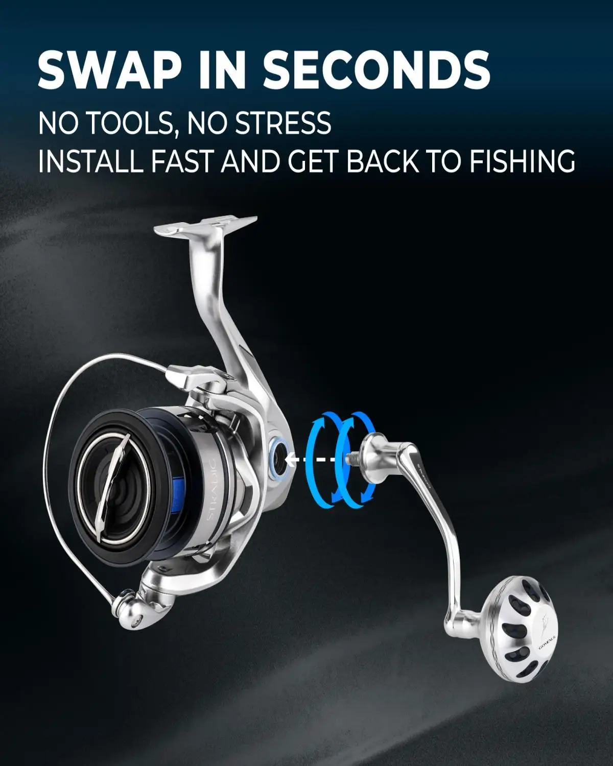 Gomexus Spinnrolle-Griff Kompatibel mit Shimano-Rolle Stradic Predator Barsch-Köderangeln Leichtes Jigging Salzwasser-Angelgriff – Detail 5