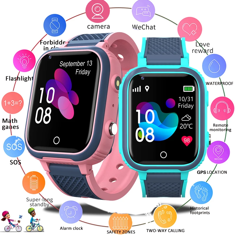 4G Children's Positioning Smartwatch Video Calling Voice Chat Smartwatch For Kids With SIM Card Alarm Clock Waterproof  Watch