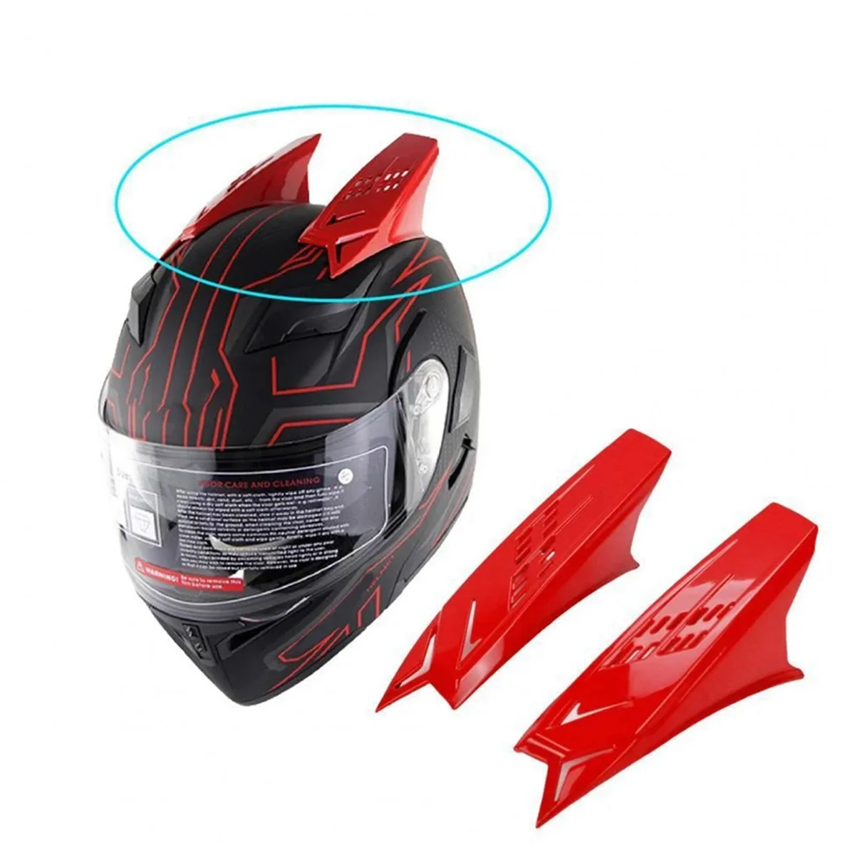 2Pcs Motorbike Bike Helmet Cute Horn Decoration Snow Sports Helmet Sticker Decor Helmet Decorative Horn Red