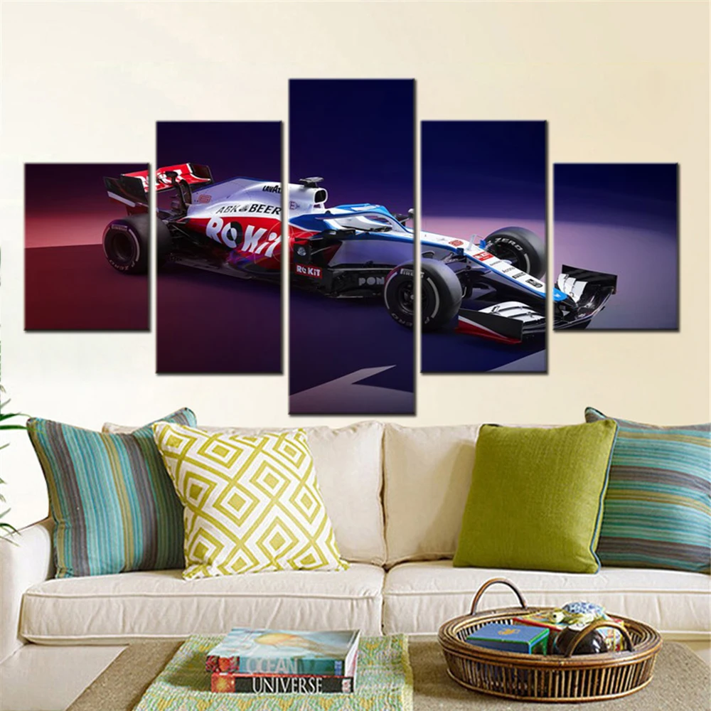 

5 Pieces Wall Art Canvas Vehicle Poster Formula 1 F1 Race Cars Wallpaper Painting Living Room Bedroom Mural Interior Home Decor