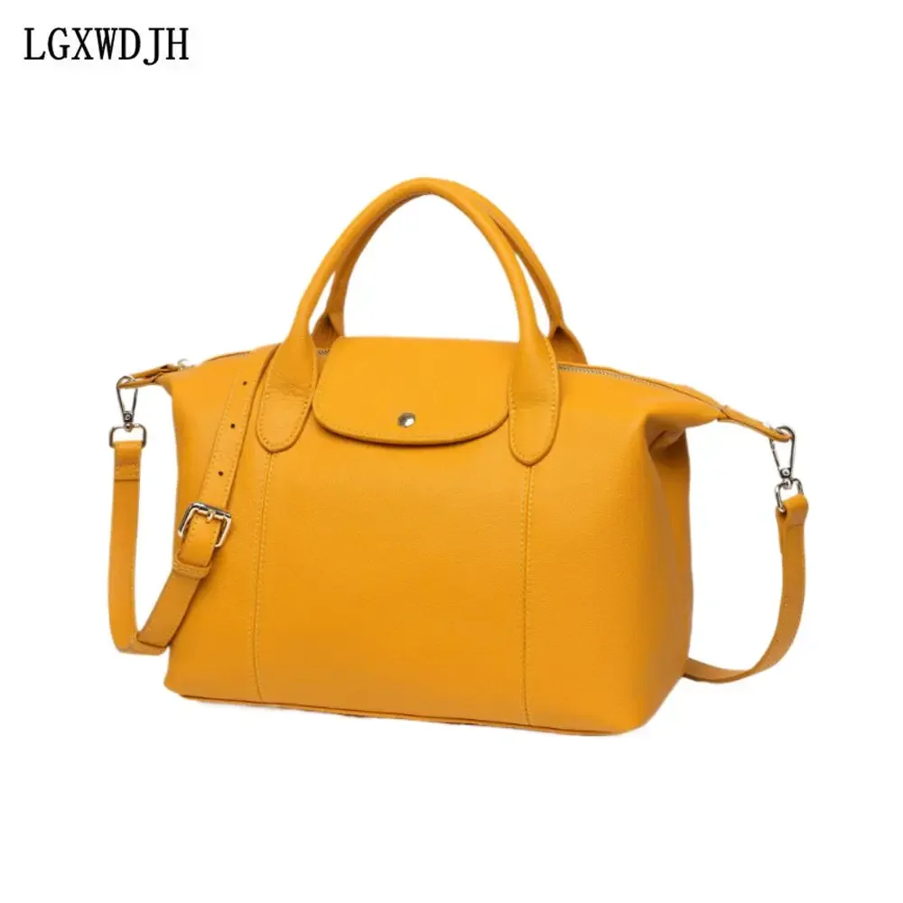 Women's wrestling top layer cowhide multi-function Shoulder bag  Urban Simple Solid Color crossbody bags  Dumpling shape handbag