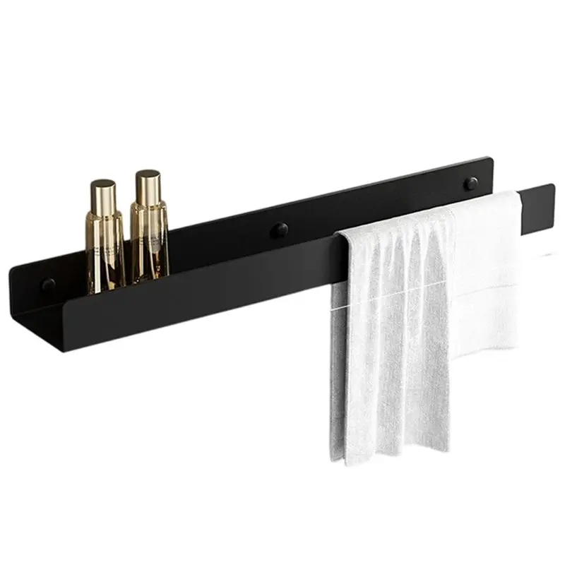 

ABBY-Stainless Steel Bathroom Organizer Towel Rack No Drill Wall Mounted Shelf For Toilet Bathroom Vanity Storage 50CM