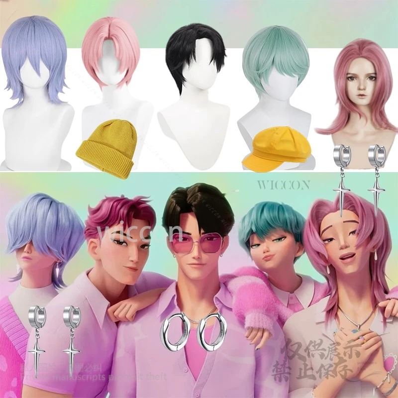 

Baby Abby Jinu Mystery Romance Реквизит Парики Косплей Аниме Охотники на демонов K-Pop Аксессуар Мужчины Группа Мальчики Шляпа Парик Серьги Ручная работа