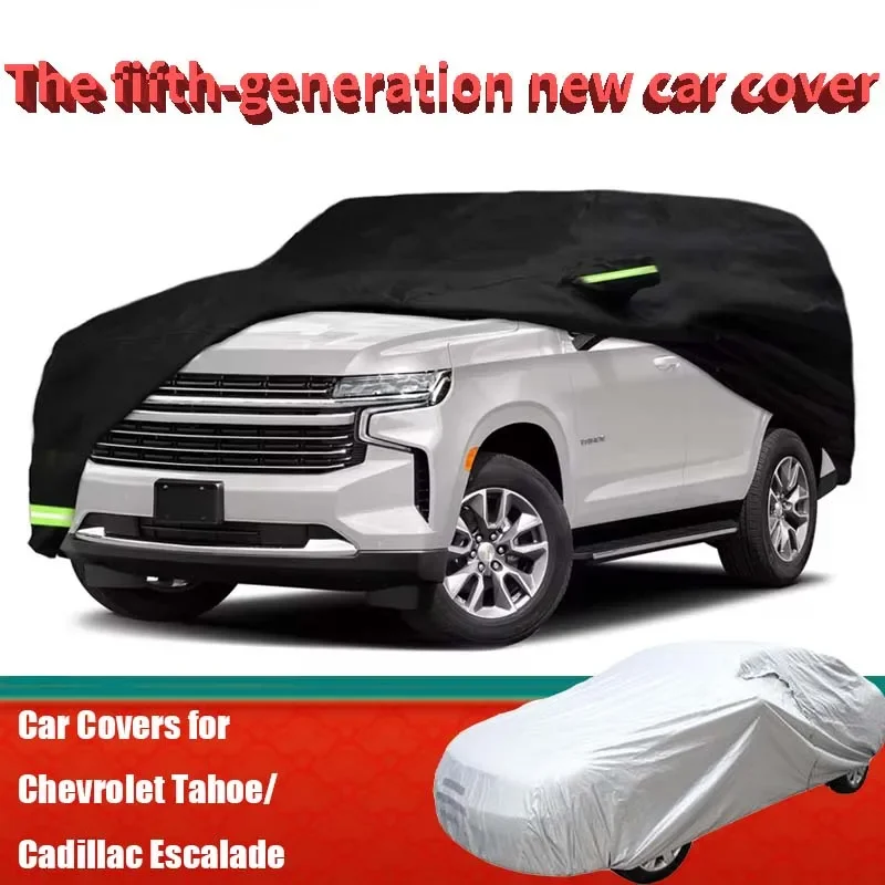 

Car Cover Custom Fit for Chevrolet Tahoe/Cadillac Escalade Dustproof waterproof and hailproof With Windproof Strap Black