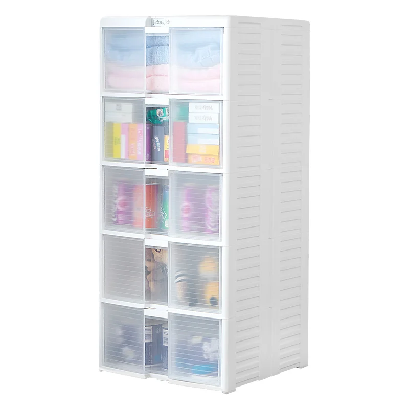 

Eco-friendly plastic locker household bedroom bathroom 3 4 5-layer drawer cabinet sundries storage drawers with wheels