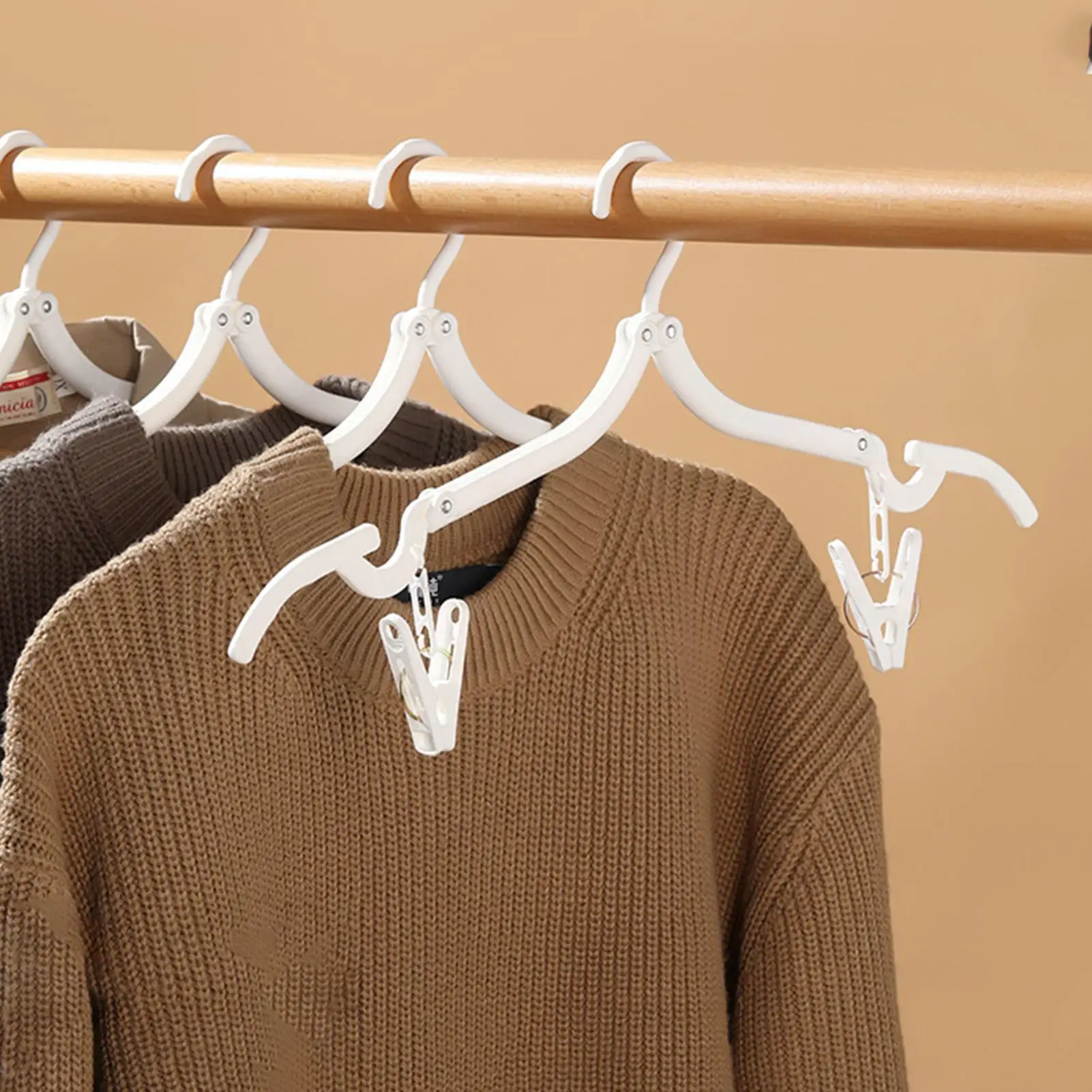 

3pcs Foldableable Portable Clothes Hanger Travel Portable Clothes Hanging Rack Multi-functional Storage Home Business Trip