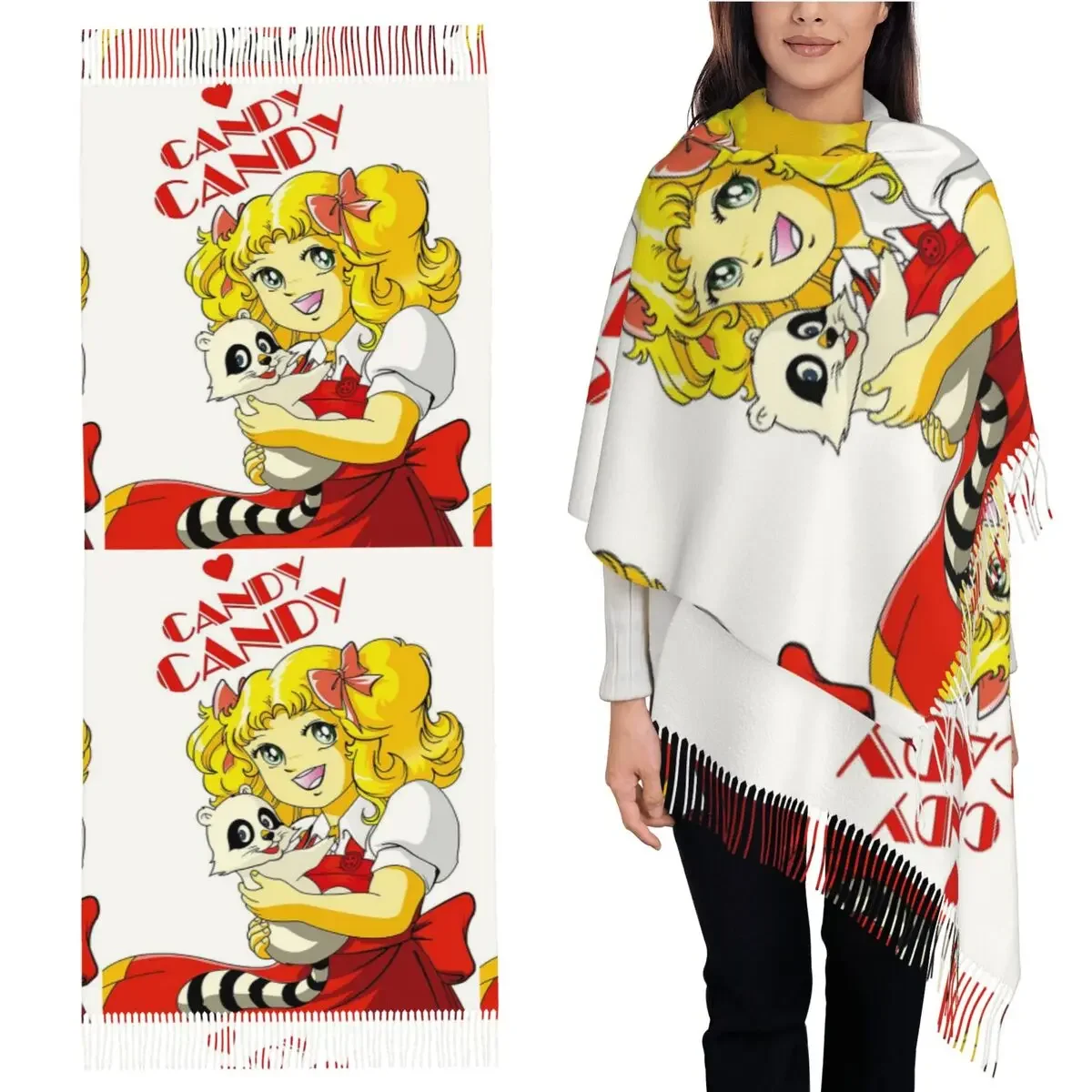 

Candy Candy Аниме Манга Лучшее аниме 70-х годов Шарф Шарфы с кисточками для женщин Шали и накидки Большая осенне-зимняя шаль