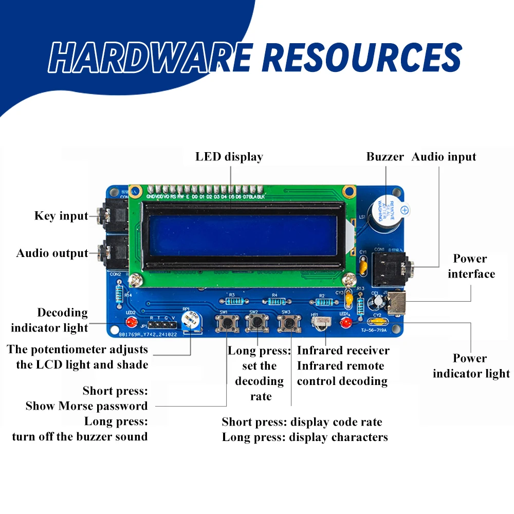 Décodeur télégraphique à monter soi-même, pour simulateur de télégraphe à Code Morse avec affichage, Kit de fabrication électronique numérique, projet de soudage à monter soi-même