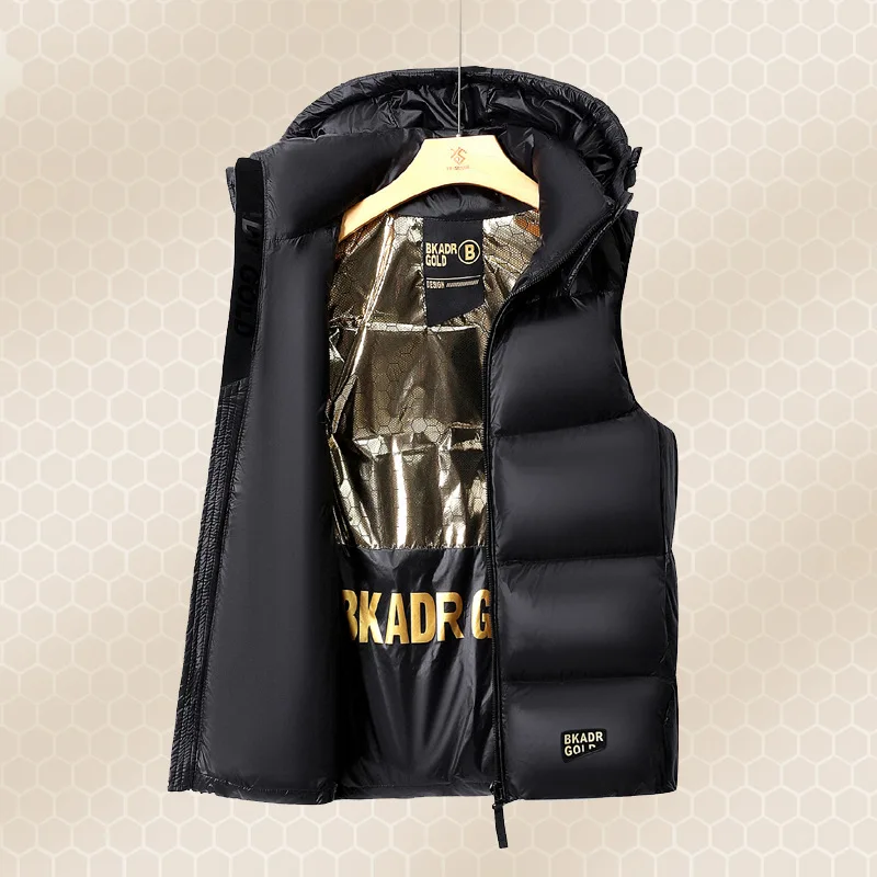 

Black and Gold Down Jacket Vest Men and Women Wear The Same Outer Wear Korean Version Loose Casual Thickened Vest Jacket
