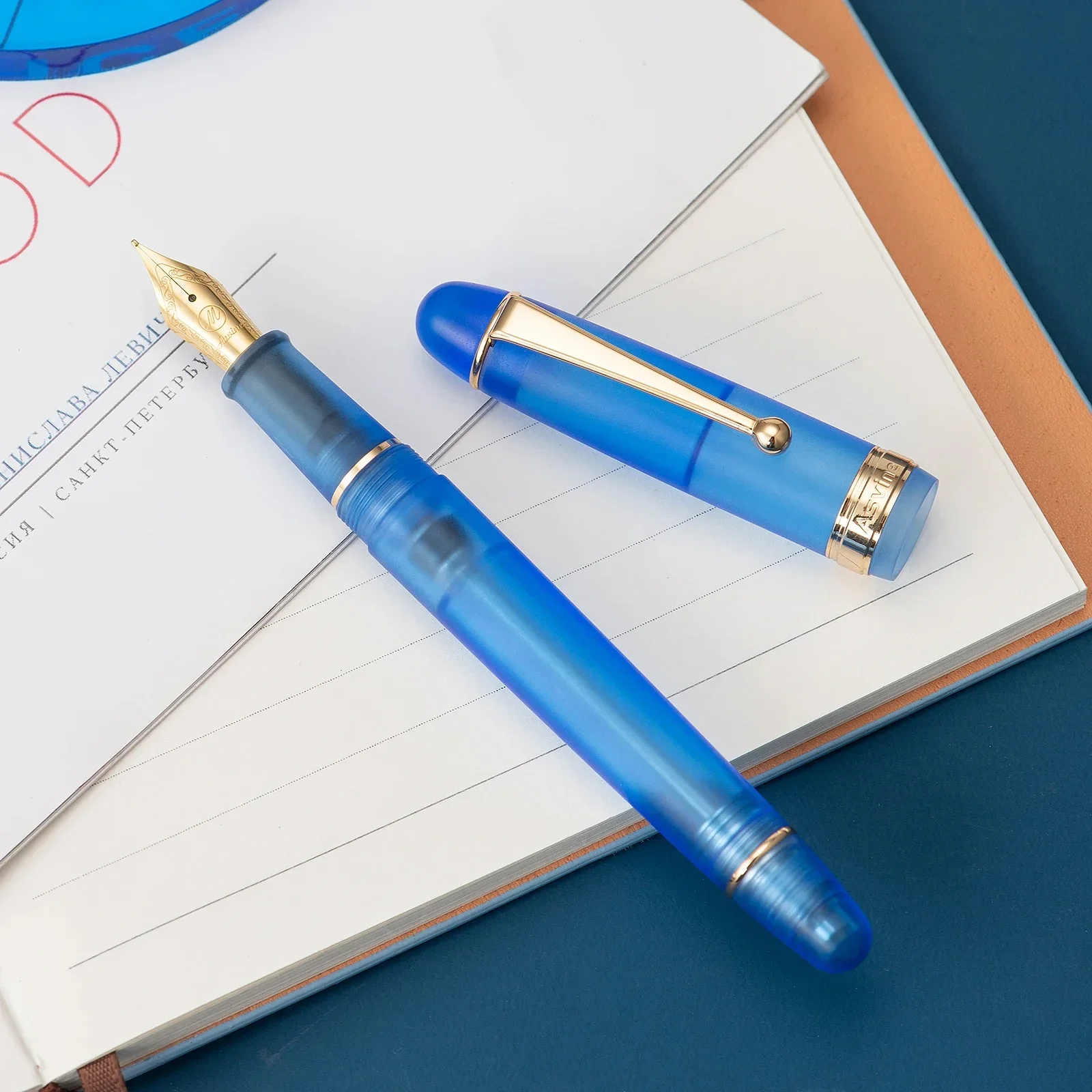 Asvine V126 penna stilografica con riempimento sottovuoto EF/F/M Nib, bellissimo Set regalo di scrittura in acrilico trasparente marrone/blu opaco, bianco