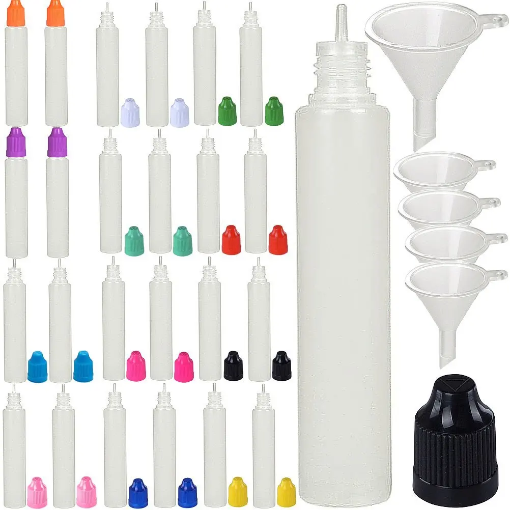 

100PCS X 30ML LDPE Empty Long Pen Shaped Squeezable Liquid E Juice Oli Eye Dropper Bottles Jar Containers with Plastic Caps Tips