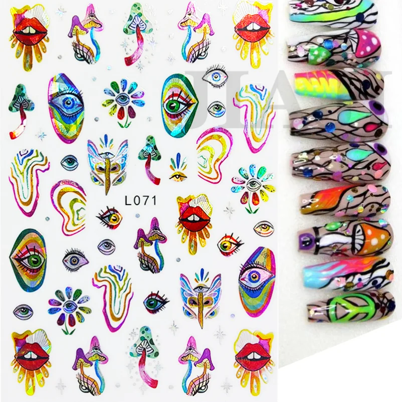 3D Nail Sticker Waterproof Shining Adhesive Stickers for Nails Dreamcatcher Feather Nail Art Decoration Aurora Silver Design