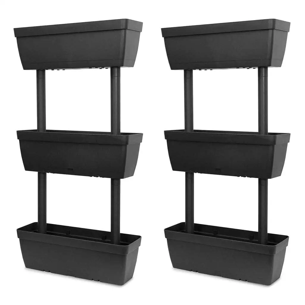 Set of 6 Anthracite Garden Planters - 39.4 inches Durable Outdoor Pots for Flowers & Plants