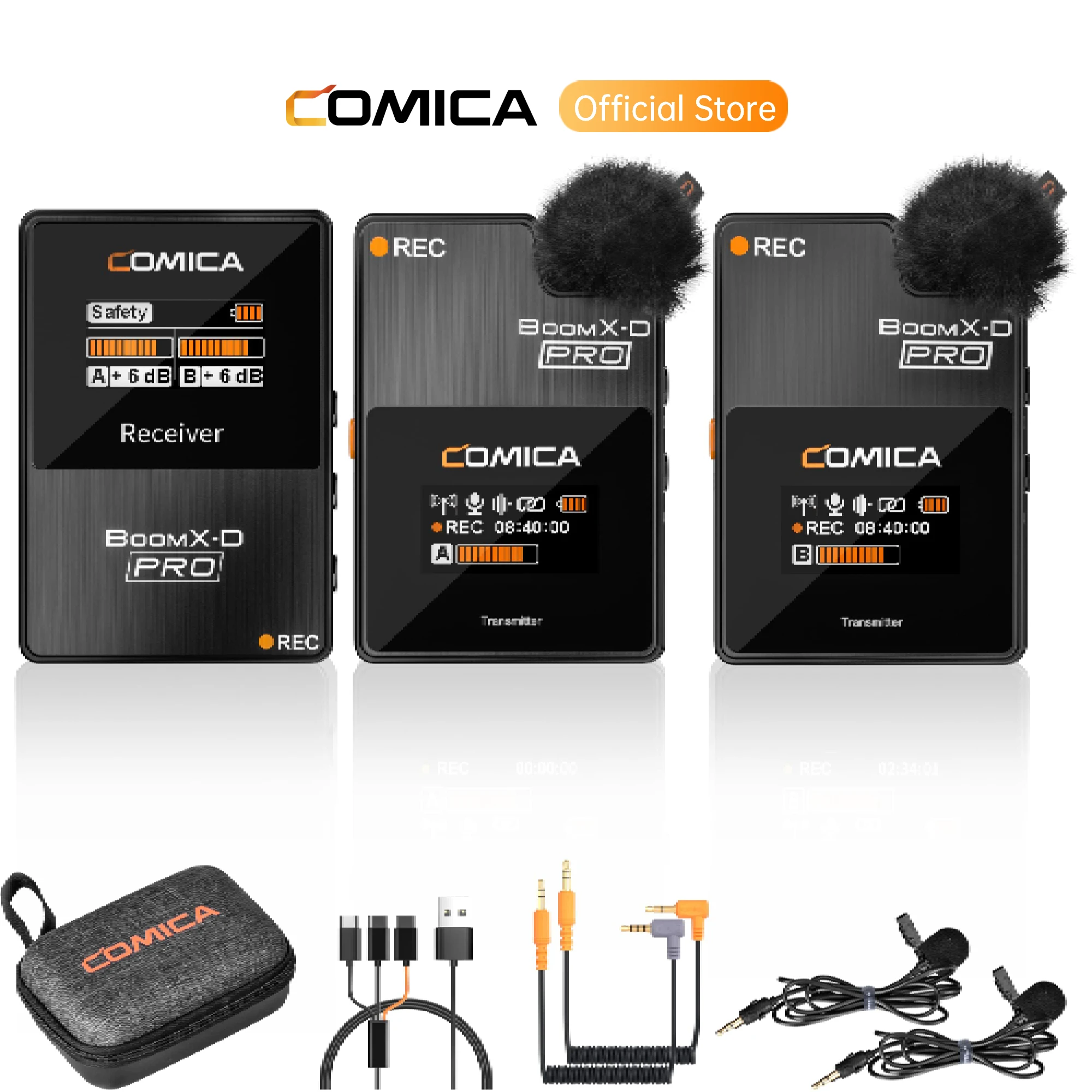 Comica-BoomX-D Pro Microfone de Lapela Sem Fio, Dual-Channel Profissional, Câmera, Telefone, PC, Youtube, Blogger, 2,4 GHz