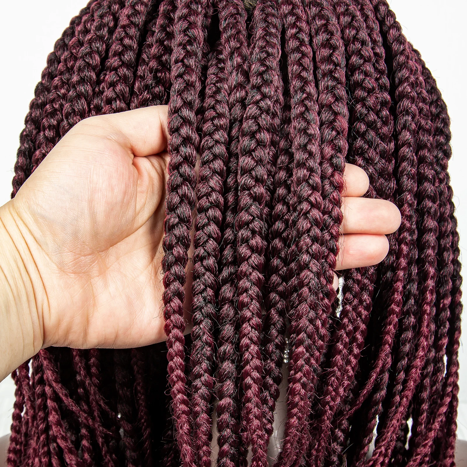 Peruca curta de Bob trançada sintética para mulheres negras, renda cheia, cabelo crochê, sem nós, tranças de caixa, perucas dianteiras, 99J