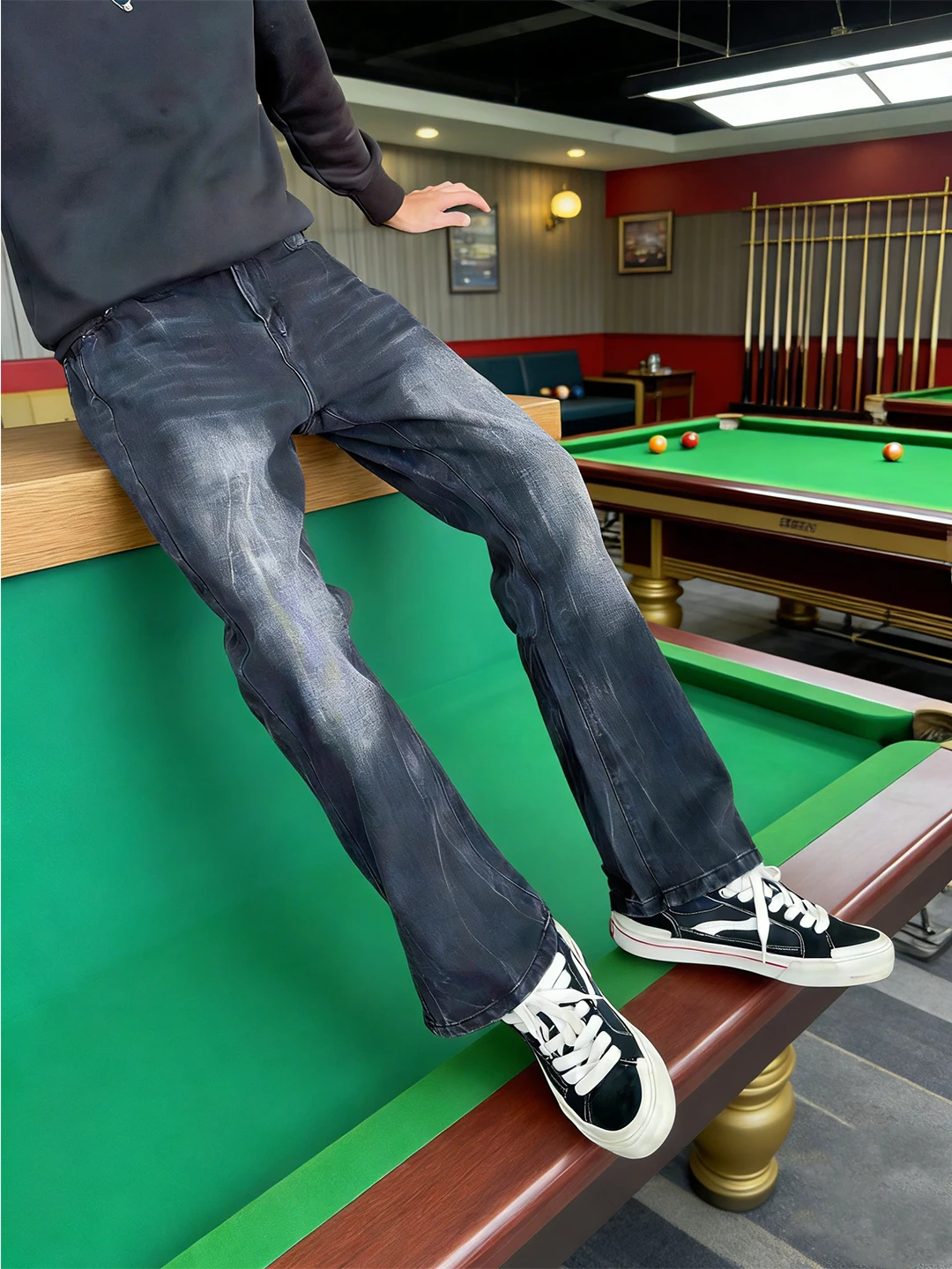 

Waed Vintage Men's Straight Leg Jeans American High Street Knife Bell Bot Casual Wear Bla Colorwear Resistant St...