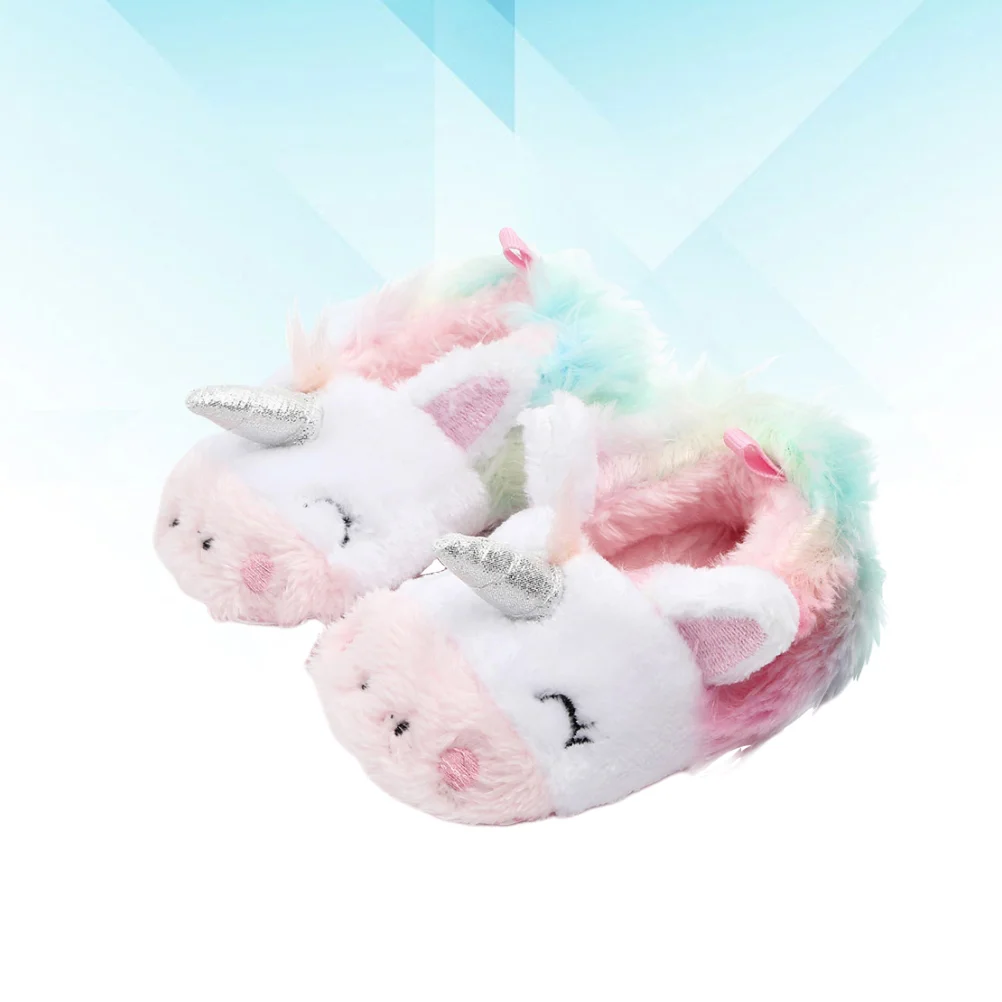 Baby Indoor Warm Cotton Shoes Autumn Winter Toddler Shoes for Babies Aged from 0 to 1 Years Old (Colorful Unicorn 105cm)