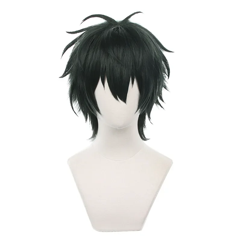 

Dark Green Short Hair Heat Resistant Synthetic Halloween Party Accessories Props Game Ensemble Stars Kagehira Mika Cosplay Wig